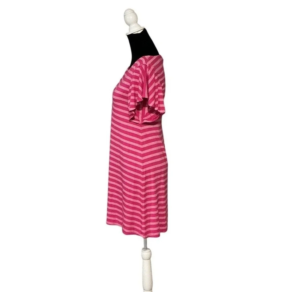 Tommy Bahama Pink Beachy Vacation Striped V-Neck‎ Flutter Sleeve Shift Dress S